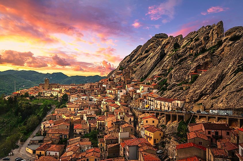 Pietrapertosa village in the Apennines Dolomiti Lucane. Basilicata, Italy.