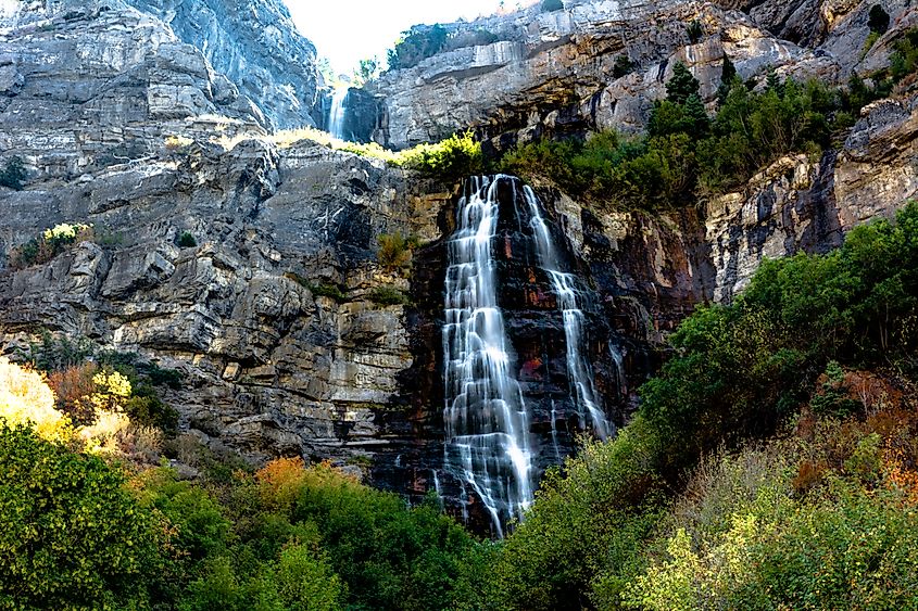 Bridal Veil Falls, Utah. Image credit Alisa_Ch via Shutterstock.