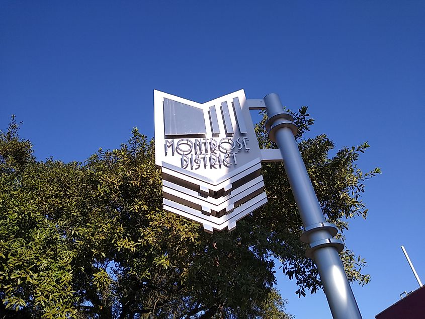 Montrose district sign in Houston, Texas.