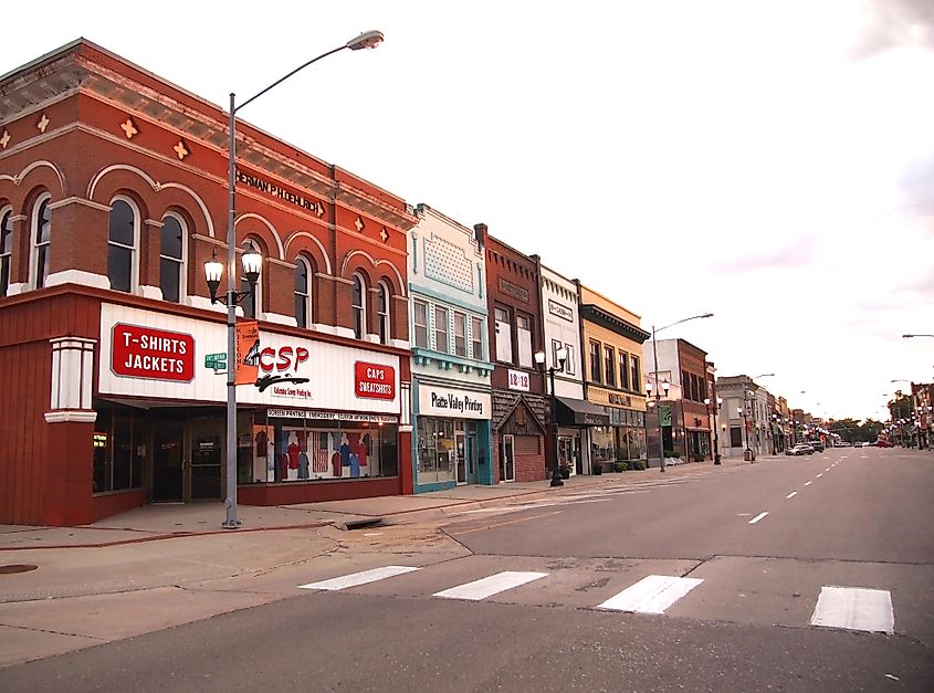 Buildings on the 13th St. in downtown Columbus, Nebraska.