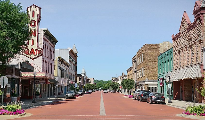Downtown street in Ionia, Michigan.