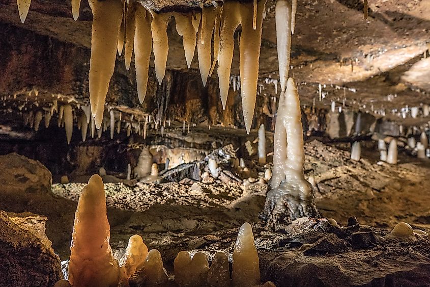 Stalagmites in Ohio Caverns.