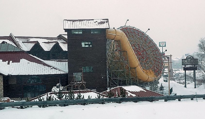 Cool Water Slide at Great Wolf Lodge in the winter.