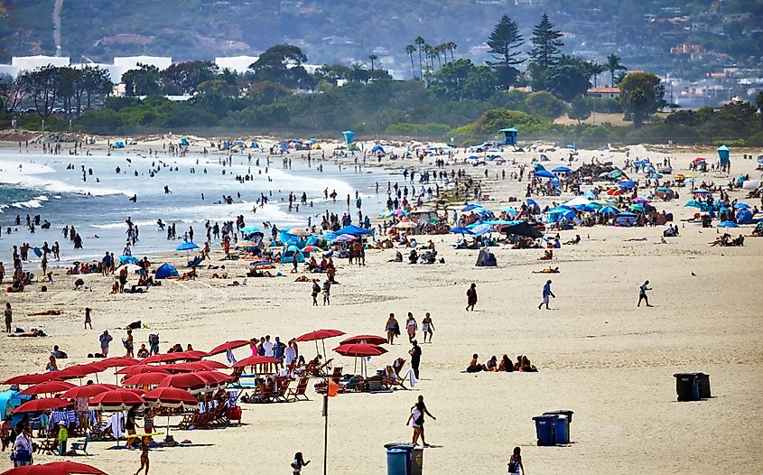A busy day at the beach in Coronado, California
