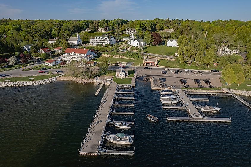 Aerial view of Ephraim, Wisconsin.