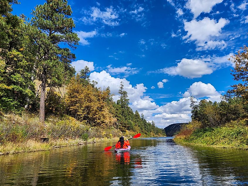 Kayaking at Lake, Payson, Arizona.