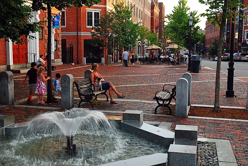 The beautiful downtown area in Portsmouth, New Hampshire.