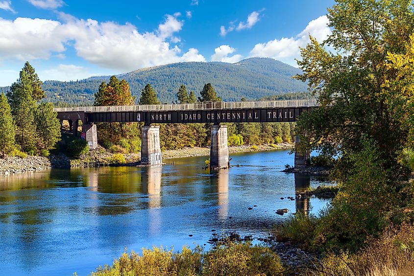 View of the Spokane River as it runs under the Centennial Trail Bridge at the border of Post Falls, Idaho. Editorial credit: Kirk Fisher / Shutterstock.com