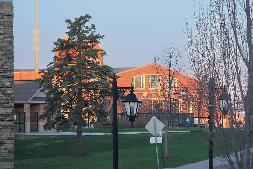 Chalapty Recreation and Wellness Center at the University of Dubuque at sunrise.