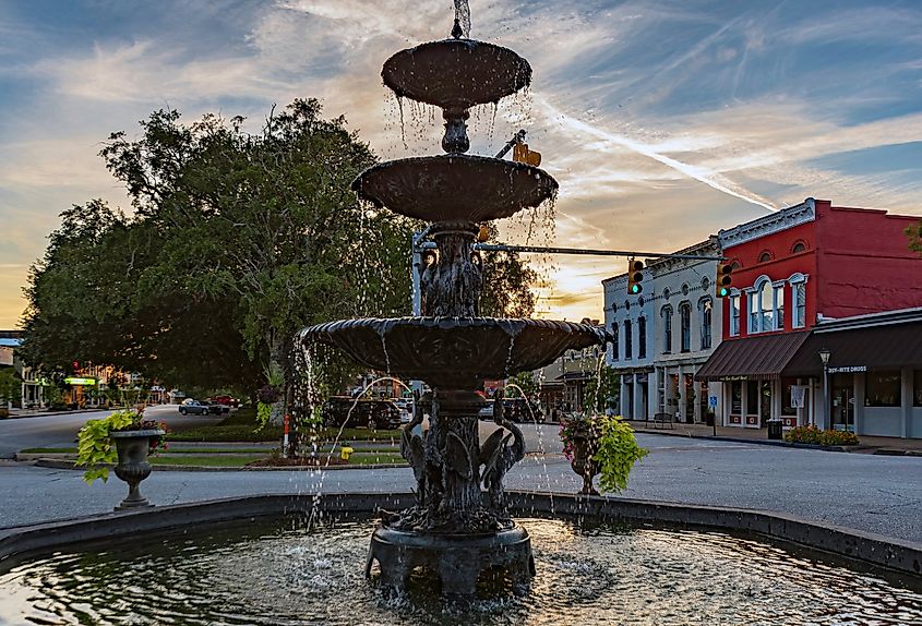 MacMonnie's Fountain in downtown Eufaula, Alabama.