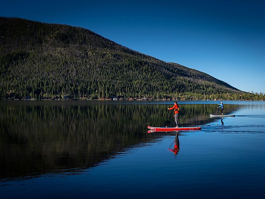 Paddle boarding in the Grand Lake, Colorado. 