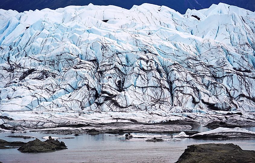 Close view of the ice on the Matanuska Glacier in Alaska