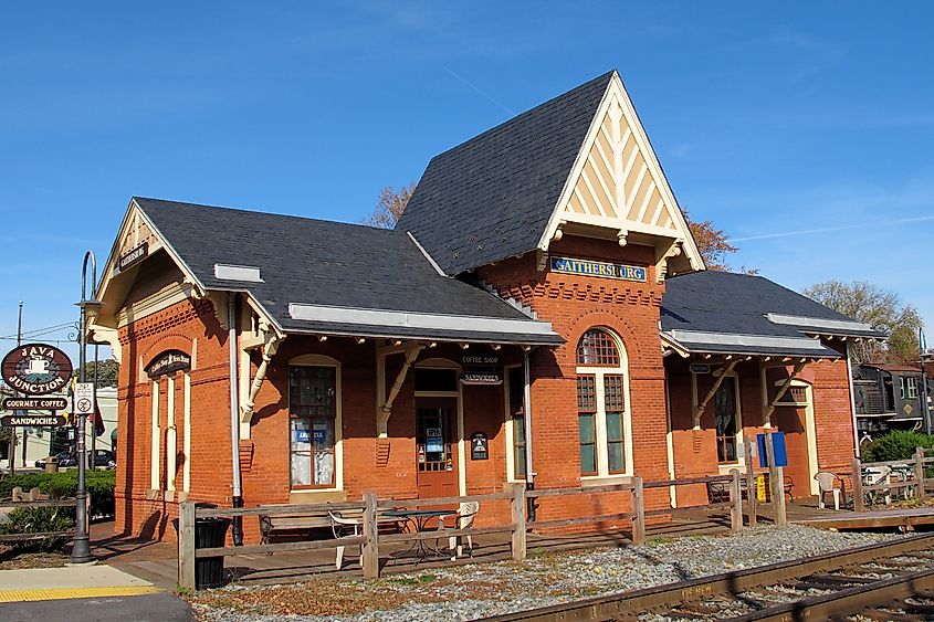 The historic railway station in Gaithersburg, Maryland.