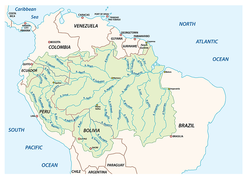 Amazon River Drainage Map 