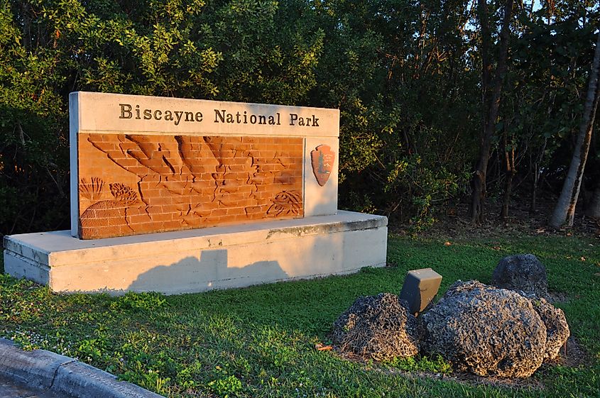 Sign of Biscayne National Park, Florida