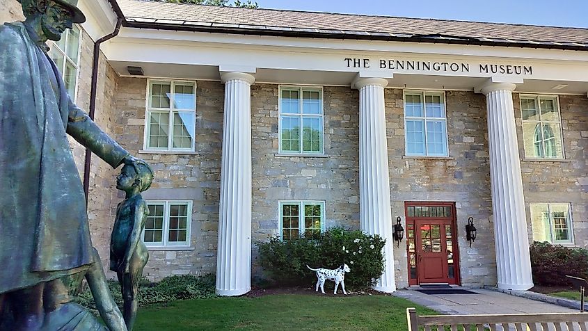 "The American Spirit", a bronze sculptural composition by Clyde DuVernet Hunt, created in 1939, installed in the courtyard of Bennington Museum