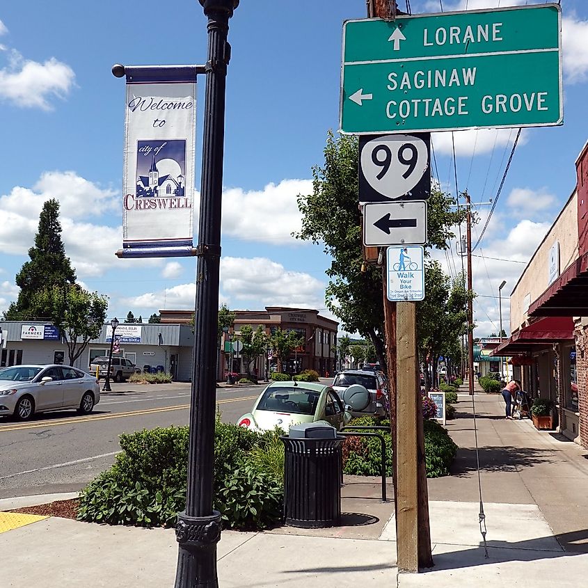 Downtown Creswell, Oregon.