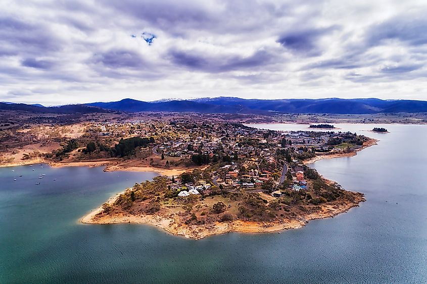 Aerial view of Jindabyne in New South Wales.