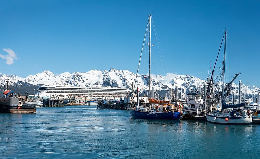 View of the Seward harbor, Alaska, USA