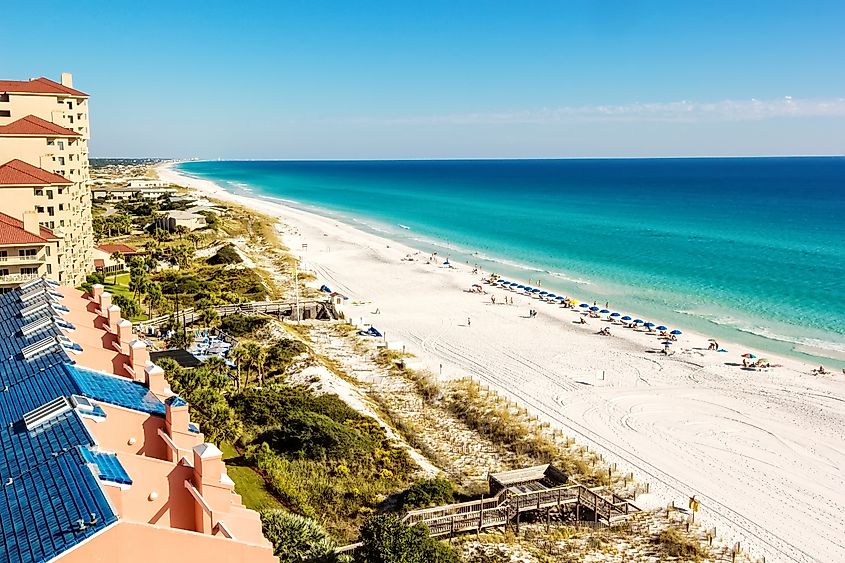 View of Miramar Beach along the Emerald Coast in Florida.