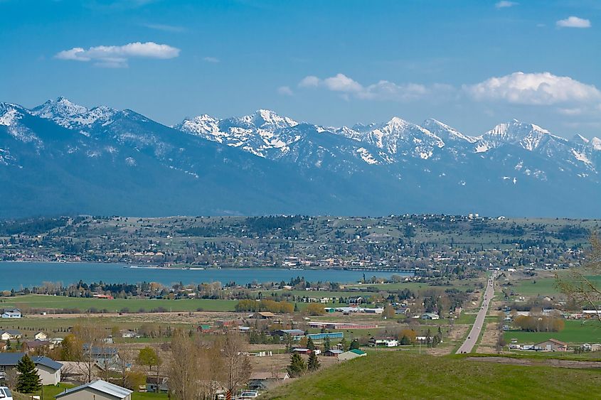 Aerial view Polson, Montana.