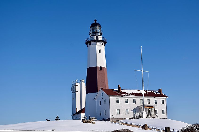 Montauk Point Lighthouse in winter.