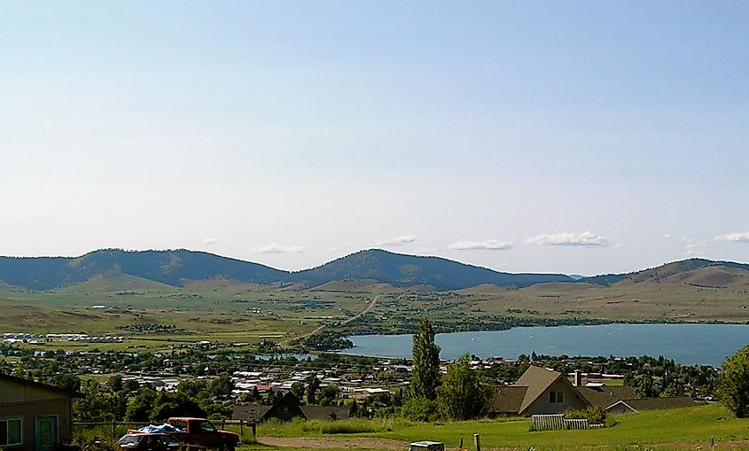 View of Polson and Flathead Lake in Montana.