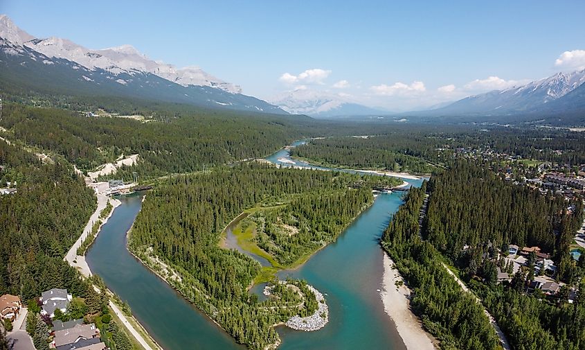 Aerial view of Cochrane in Canada.