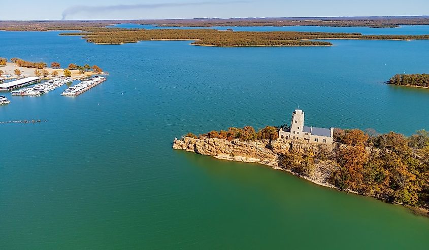 Beautiful landscape of the Tucker Tower of Lake Murray State Park at Oklahoma