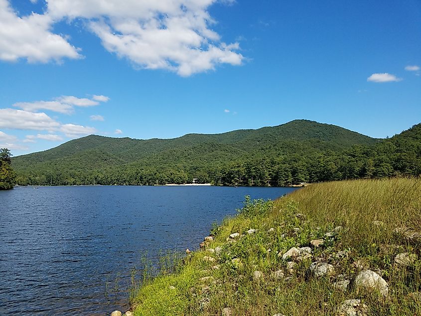 Hilltop overlooking the lake at Douthat State Park Virginia