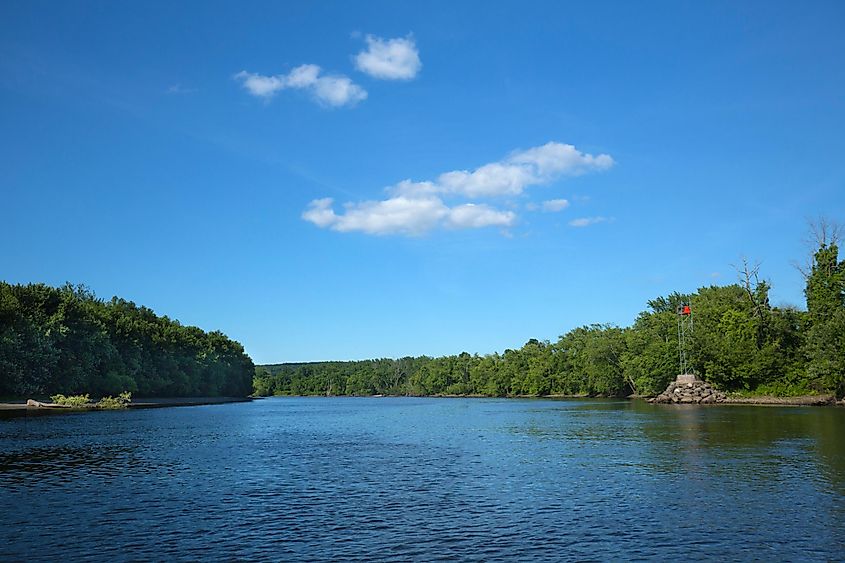 Channel marker on the Connecticut River near Glastonbury, Connecticut