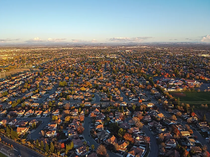 Aerial view in Roseville, Northern California.