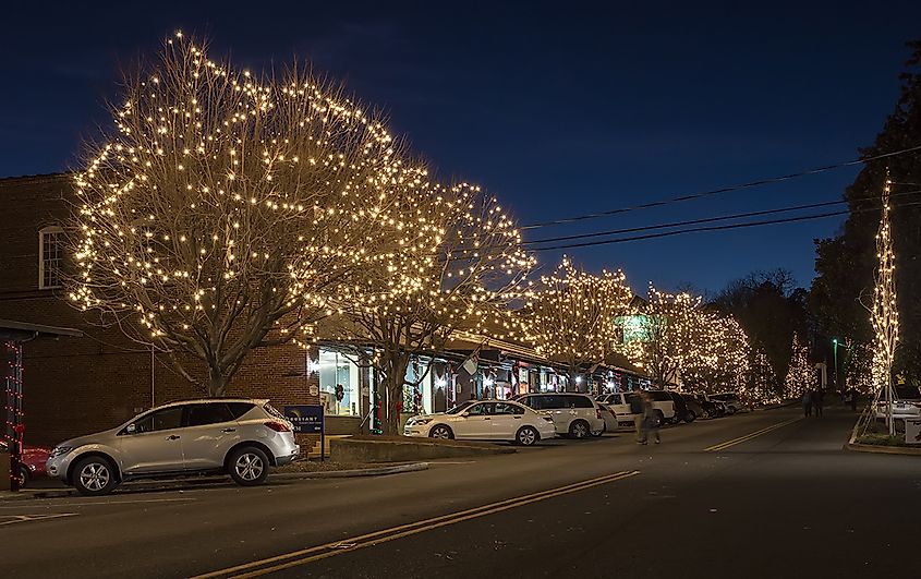 McAdenville Historic District, McAdenville, North Carolina: Christmas lights tradition and parade.