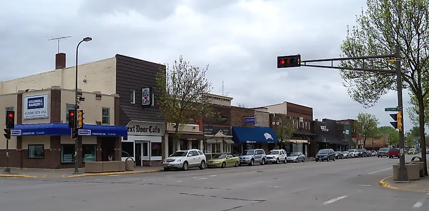 View of downtown area in New Richmond, Wisconsin.
