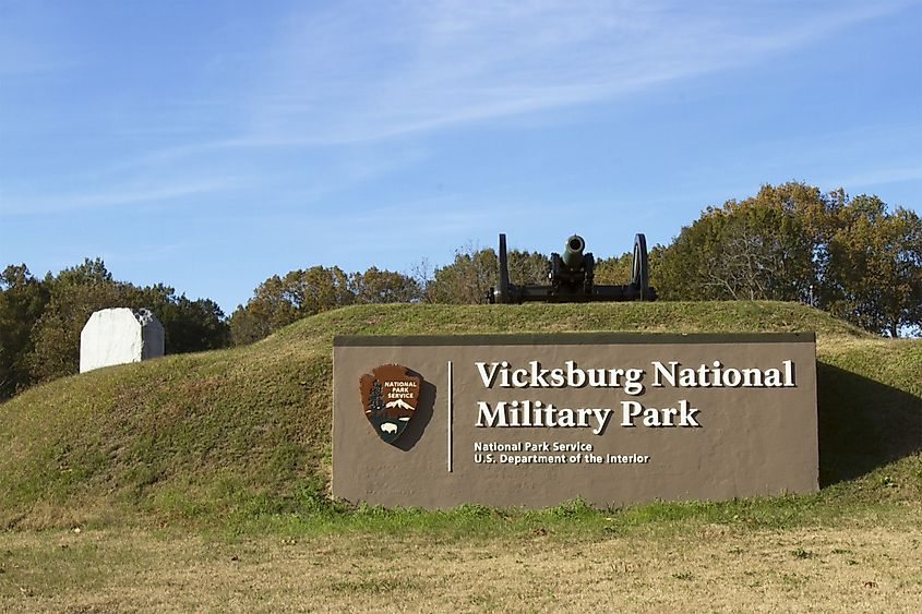 Entrance to Vicksburg National Military Park in Vicksburg, Mississippi