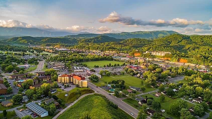 Pigeon Forge and Sevierville Tennessee Drone Aerial.