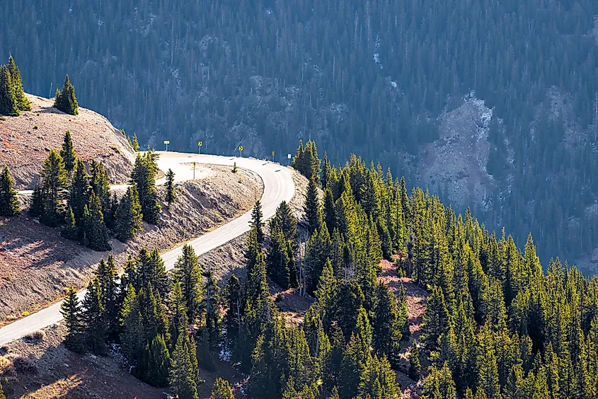 A switchback on the Independence Pass highway in Colorado.