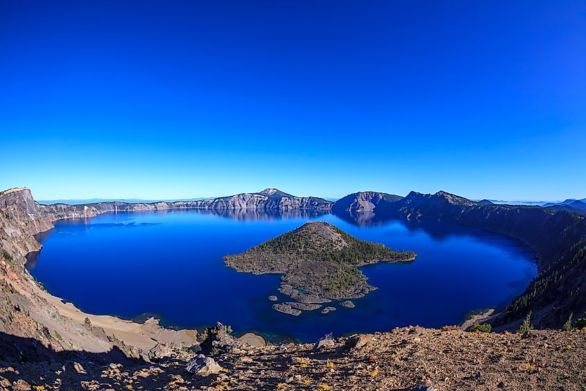 Crater Lake and Wizard Island in Crater Lake National Park, Oregon