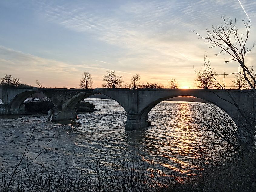 Ohio Electric Railroad Bridge near Waterville, Ohio, spanning the river.