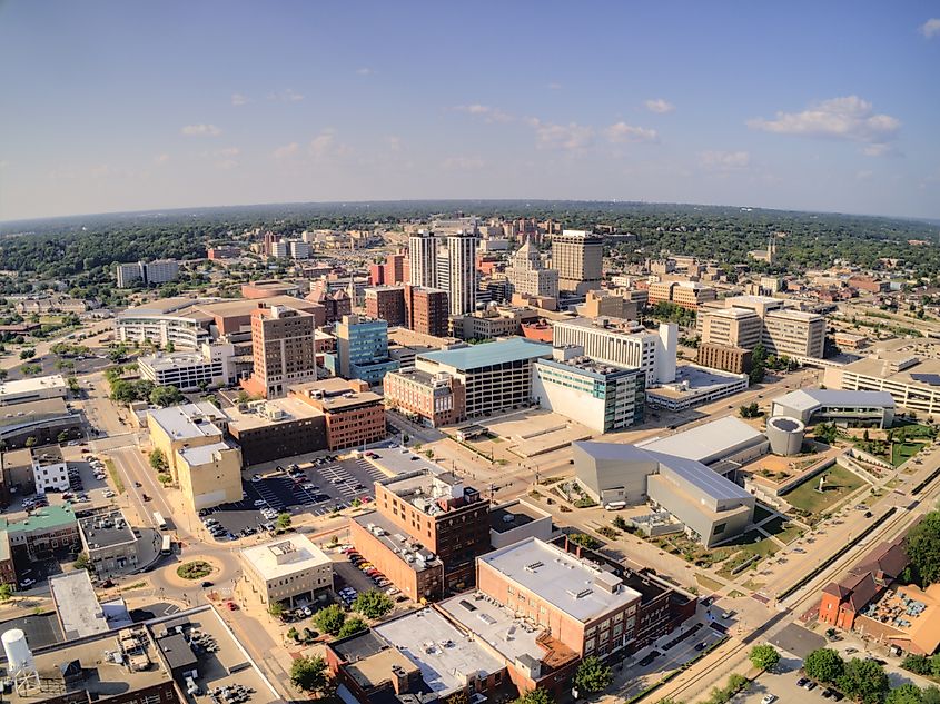 Aerial view of Peoria in Illinois.