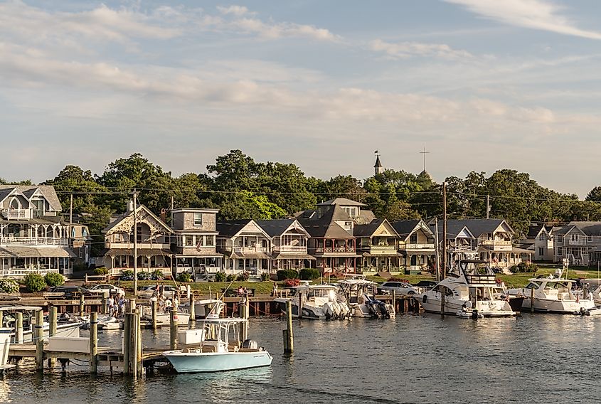 Row of charming Carpenter Gothic Cottages in Oak Bluffs, 