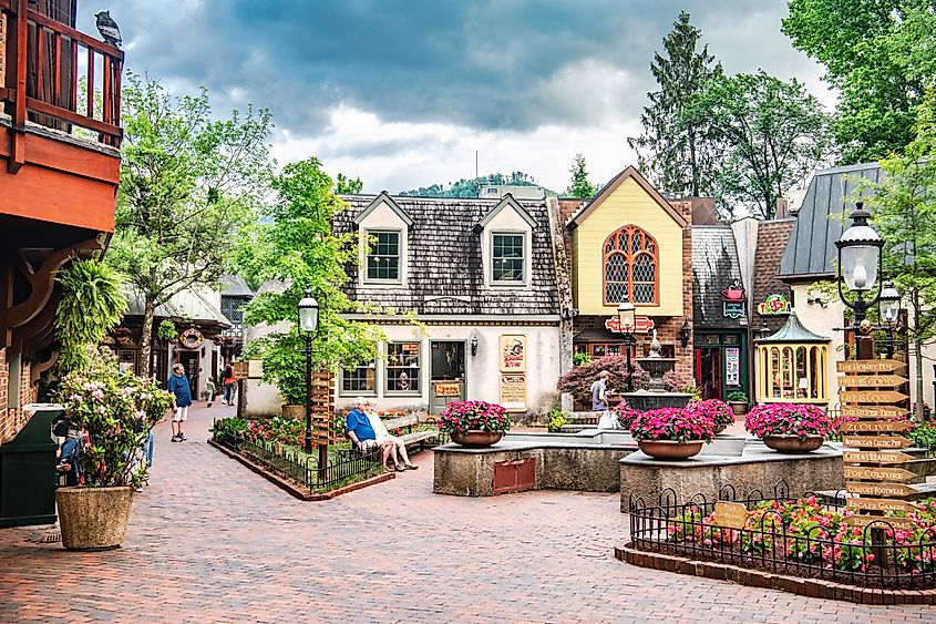 Amazing architecture of tourist city Gatlinburg, Tennessee, USA. A destination for travel and shopping.