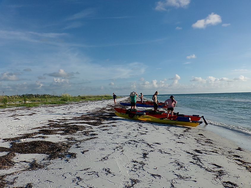 Arriving at the northwest tip of Anclote Key by sea kayak.