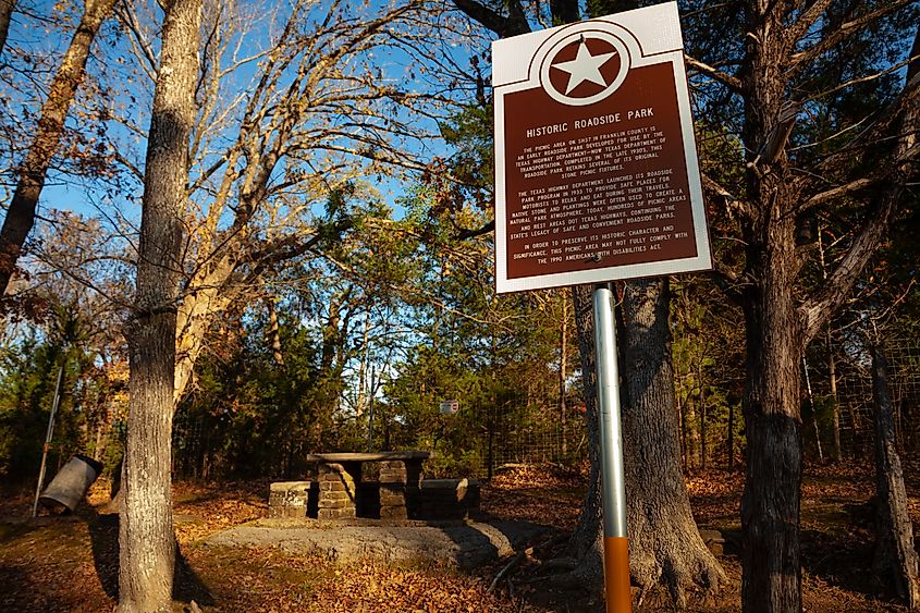 Historic Roadside Park in Pittsburg, Texas.