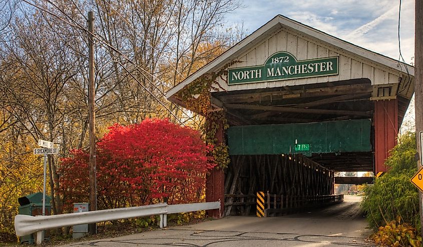 The North Manchester Covered Bridge in Indiana.