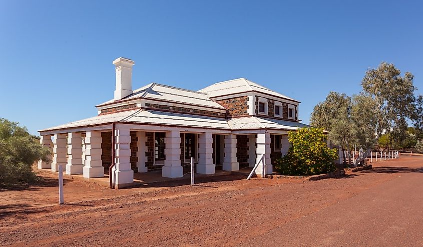 The restored Courthouse at the historic and abandoned pearling port at Cossack in the Pilbara of Western Australia