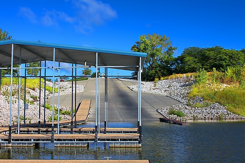 Boat ramp and dock at Saylorville Lake near Polk City Iowa