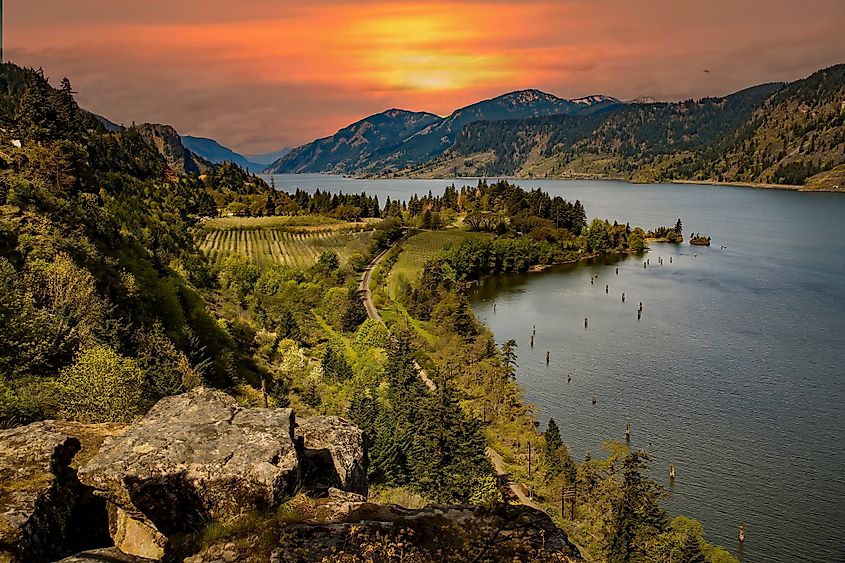 The Columbia River Gorge National Scenic Area, a vast canyon of the Columbia River in the Pacific Northwest