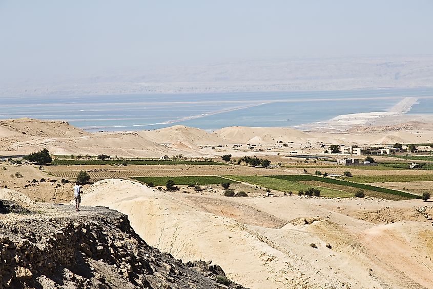 Salt pans in the Dead Sea, Jordan.