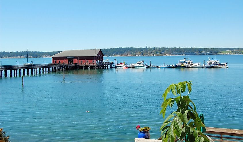 Historic Coupeville Wharf in Beautiful Clear Day